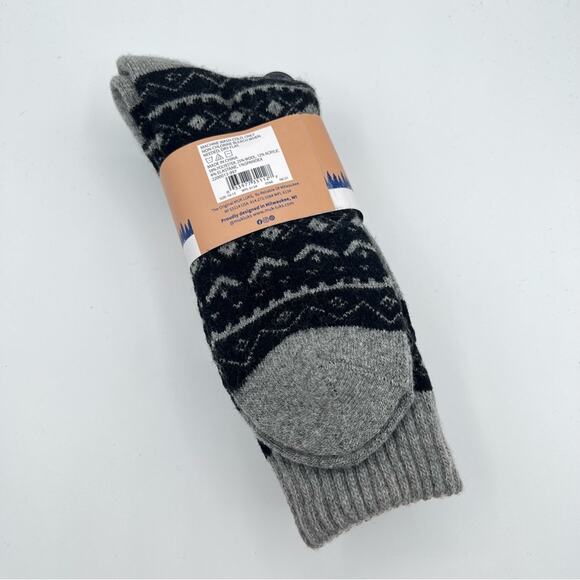 Muk Luks Wool Blend Grey Navy 2 Pairs Boot Socks Men’s 10-13 - Picture 6 of 7